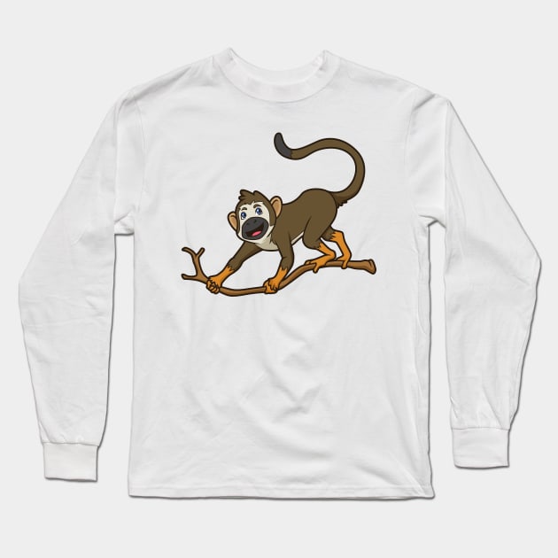 Kawaii squirrel monkey Long Sleeve T-Shirt by Modern Medieval Design